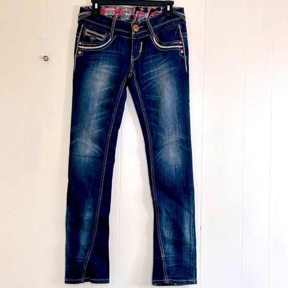 THE EIGHTY TWENTY 8020 Y2K Embroidered Low Rise Skinny Jeans Size 27. - Picture 2 of 15